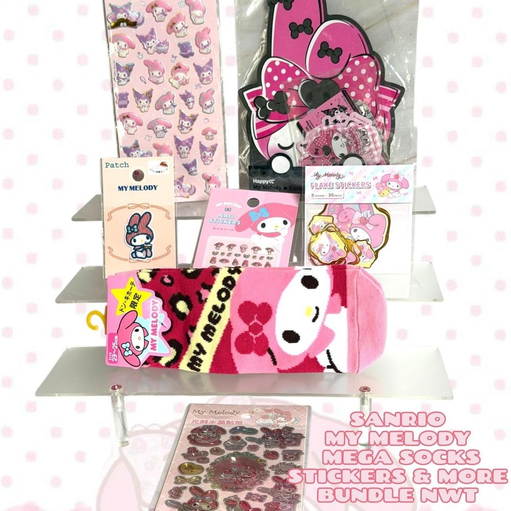 BIG SANRIO I LOVE MY MELODY BUNDLE STICKERS SOCKS & MORE NWT